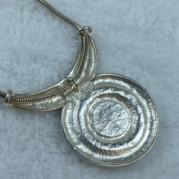 Silver Color Statement Piece Necklace Pendant Chain Multicolor Stones Extender - Picture 4 of 16